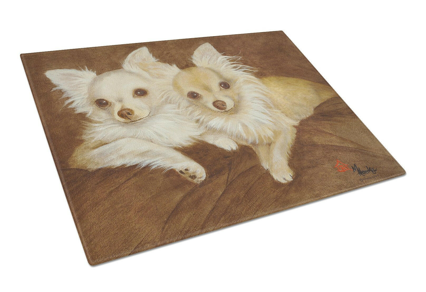 Chihuahua For the Pair Cutting Board Tempered Glass Kitchen Cutting Surface, Heat Resistant Chopping, Non-Slip Feet, Food Prep & Serving