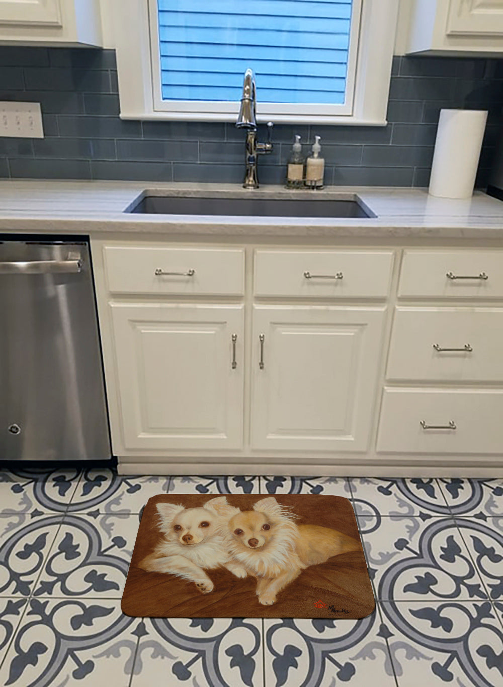 Chihuahua For the Pair Memory Foam Kitchen Mat Machine Washable Anti-Fatigue Cushion Comfort Bath or Kitchen Rug