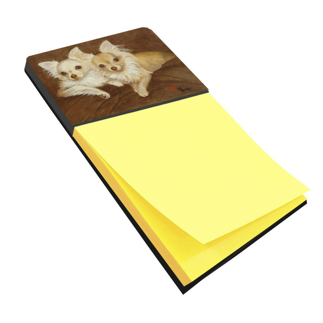 Chihuahua For the Pair Watercolor Sticky Note Holder Refillable Dispenser Desk Accessory 3x3 Pad Gift