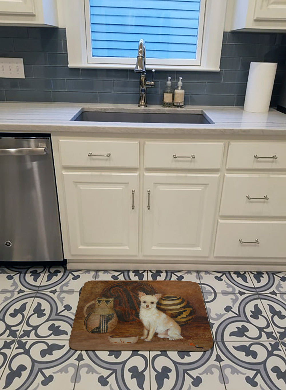 Chihuahua Ancient History Memory Foam Kitchen Mat Machine Washable Anti-Fatigue Cushion Comfort Bath or Kitchen Rug