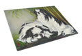 Japanese Chin Bamboo Garden Cutting Board Tempered Glass Kitchen Cutting Surface, Heat Resistant Chopping, Non-Slip Feet, Food Prep & Serving