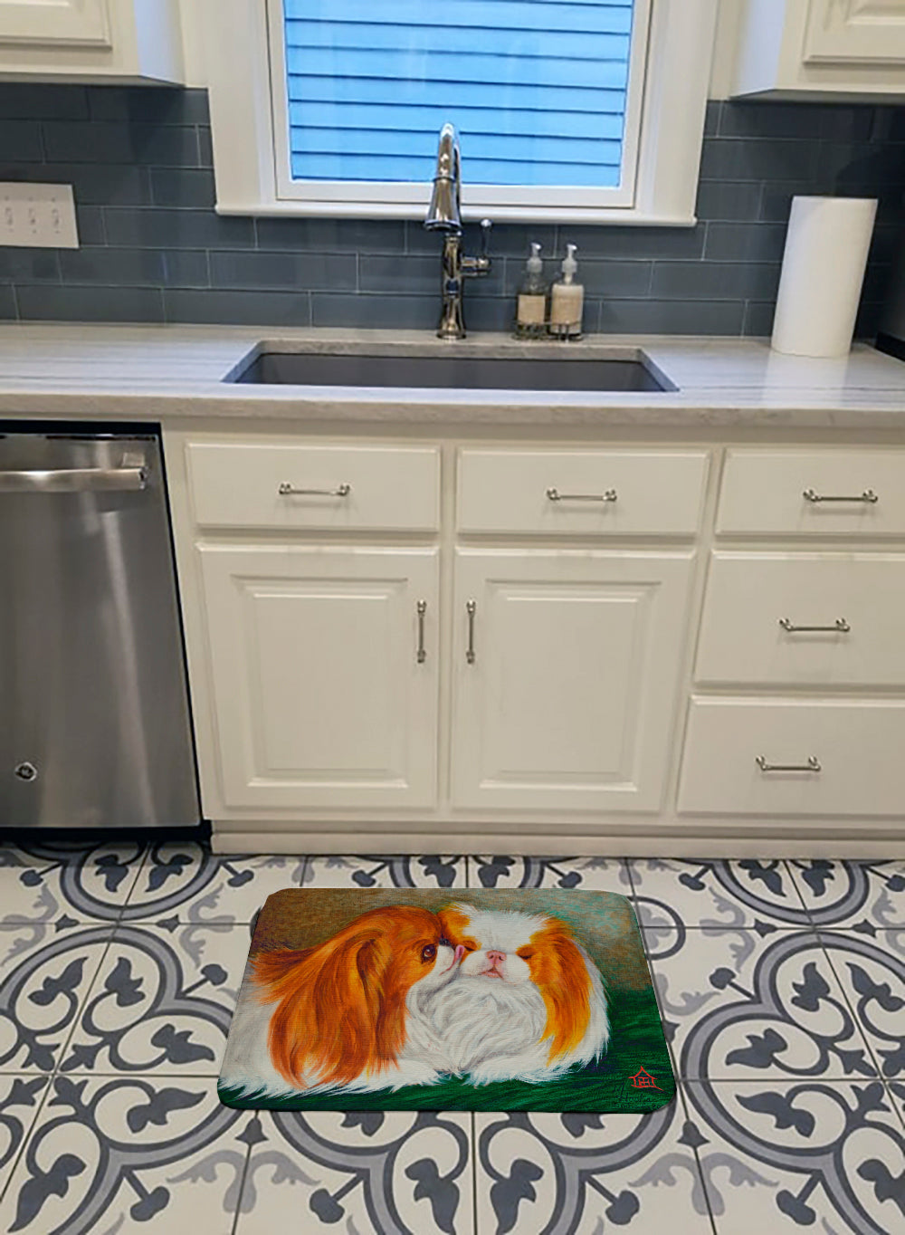 Japanese Chin Best Friends Memory Foam Kitchen Mat Machine Washable Anti-Fatigue Cushion Comfort Bath or Kitchen Rug