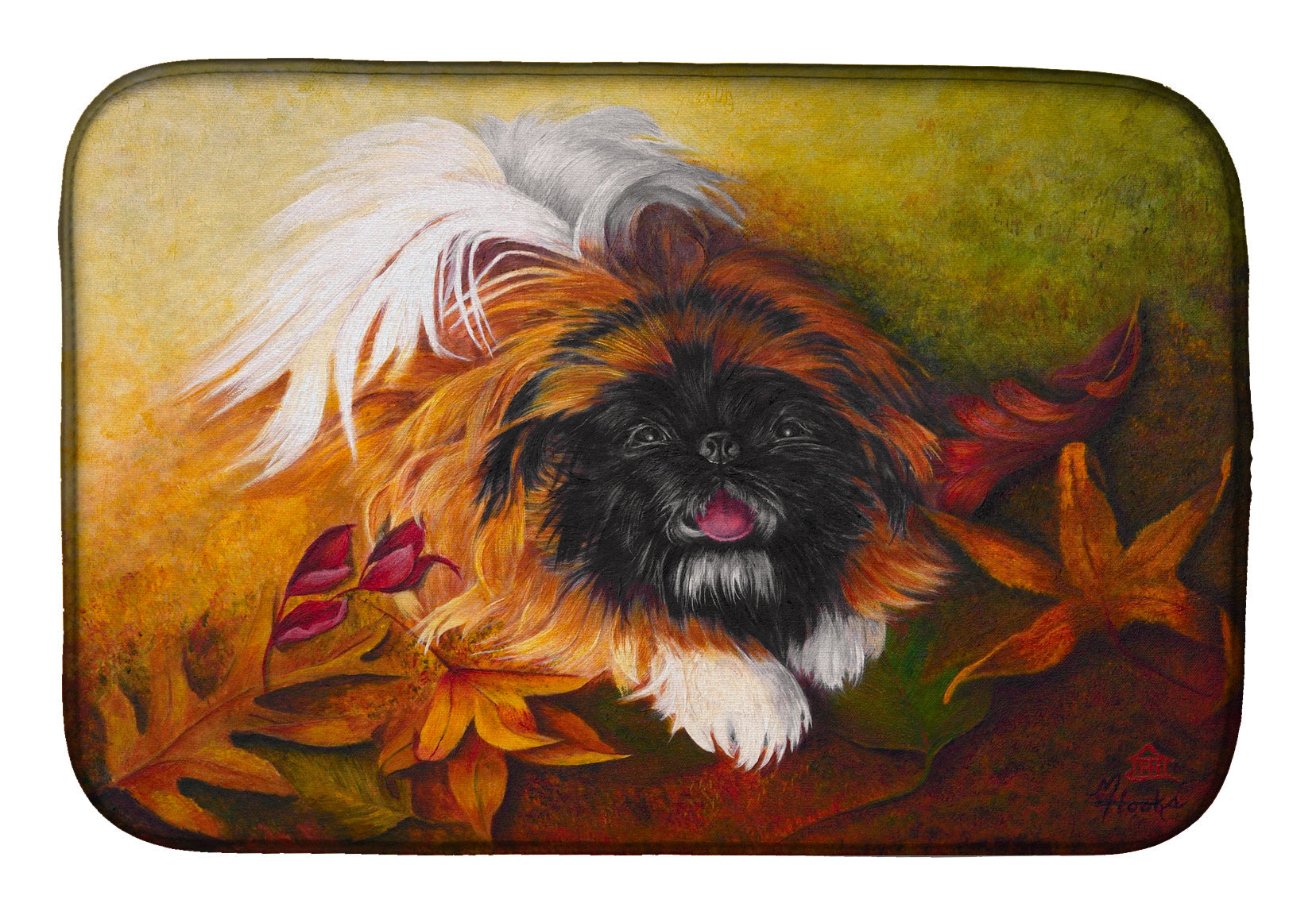 Pekingese Boogie Dish Drying Mat Absorbent Dish Drying Mat Pad for Kitchen Counter Dish Drainer Mat for Countertop, 14 x 21", Multicolor