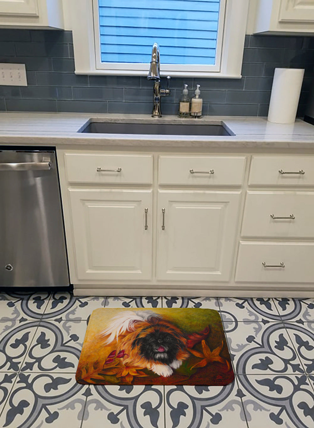 Pekingese Boogie Memory Foam Kitchen Mat Machine Washable Anti-Fatigue Cushion Comfort Bath or Kitchen Rug