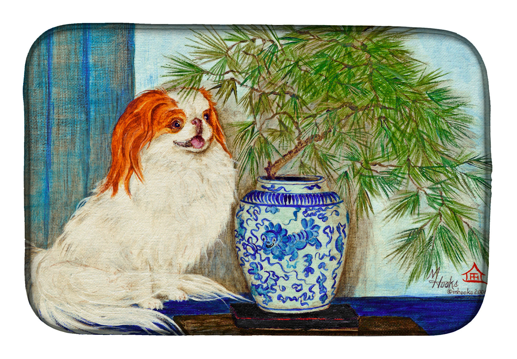 Japanese Chin Ming Vase Dish Drying Mat Absorbent Dish Drying Mat Pad for Kitchen Counter Dish Drainer Mat for Countertop, 14 x 21", Multicolor