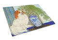 Japanese Chin Ming Vase Cutting Board Tempered Glass Kitchen Cutting Surface, Heat Resistant Chopping, Non-Slip Feet, Food Prep & Serving
