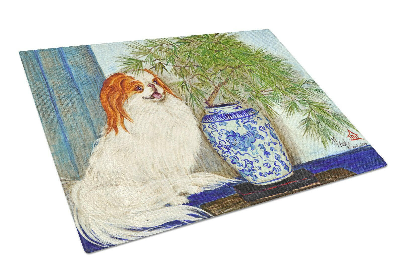 Japanese Chin Ming Vase Cutting Board Tempered Glass Kitchen Cutting Surface, Heat Resistant Chopping, Non-Slip Feet, Food Prep & Serving