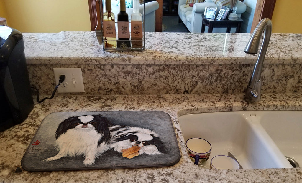 Japanese Chin Impress Dish Drying Mat Absorbent Dish Drying Mat Pad for Kitchen Counter Dish Drainer Mat for Countertop, 14 x 21", Multicolor