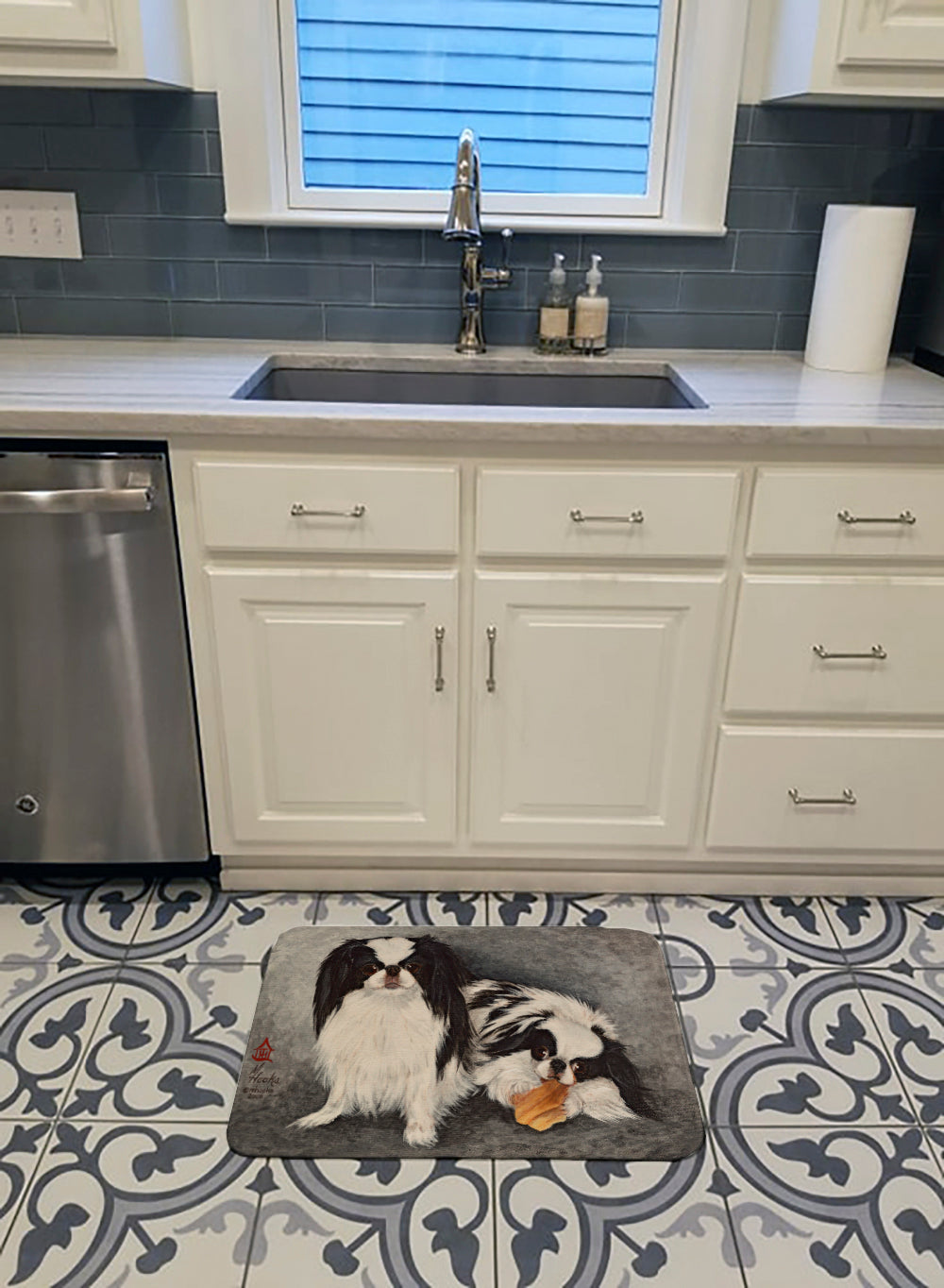 Japanese Chin Impress Memory Foam Kitchen Mat Machine Washable Anti-Fatigue Cushion Comfort Bath or Kitchen Rug