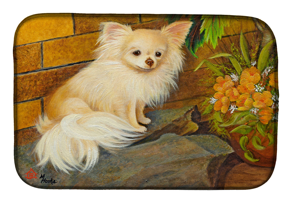 Chihuahua Just Basking Dish Drying Mat Absorbent Dish Drying Mat Pad for Kitchen Counter Dish Drainer Mat for Countertop, 14 x 21", Multicolor