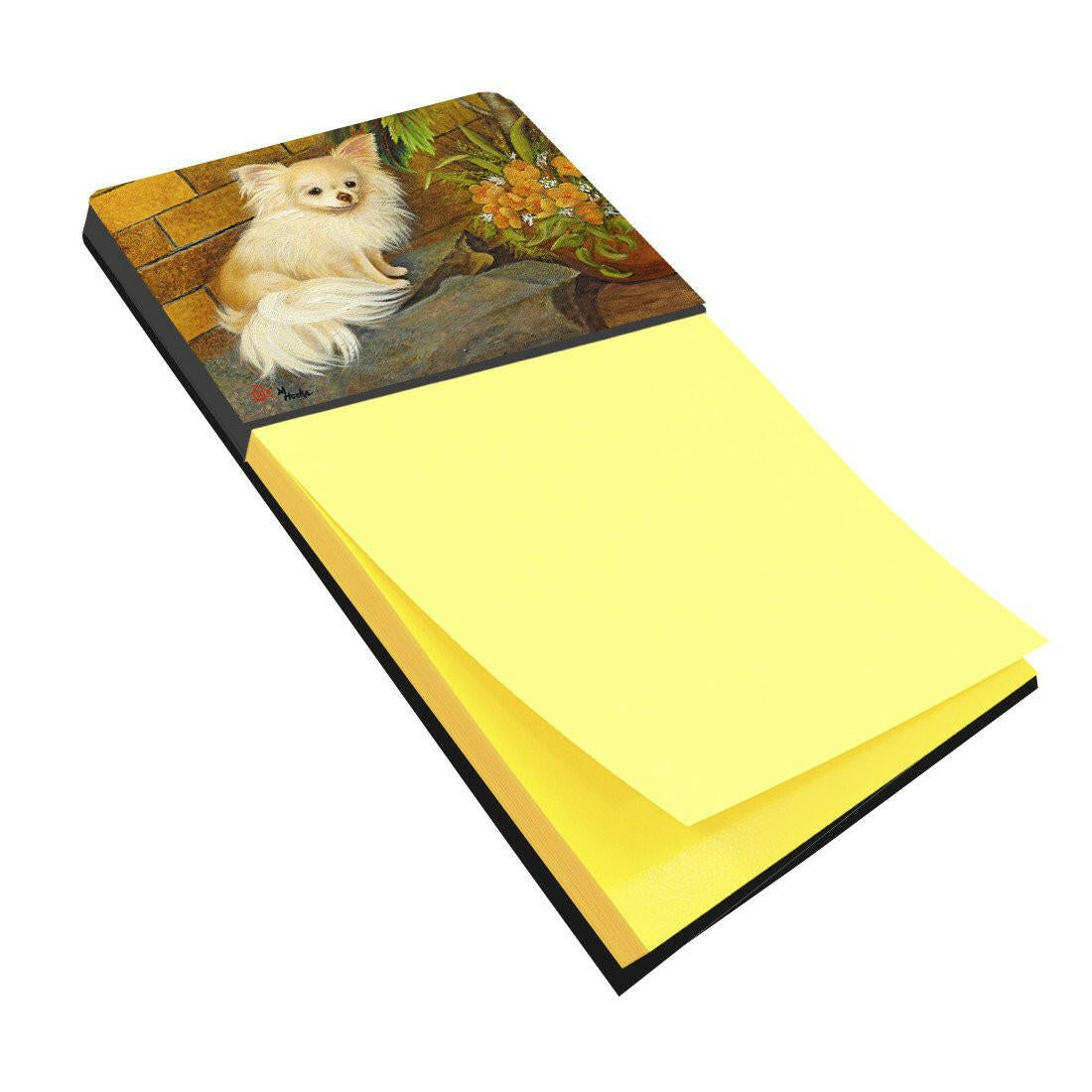 Chihuahua Just Basking Watercolor Sticky Note Holder Refillable Dispenser Desk Accessory 3x3 Pad Gift
