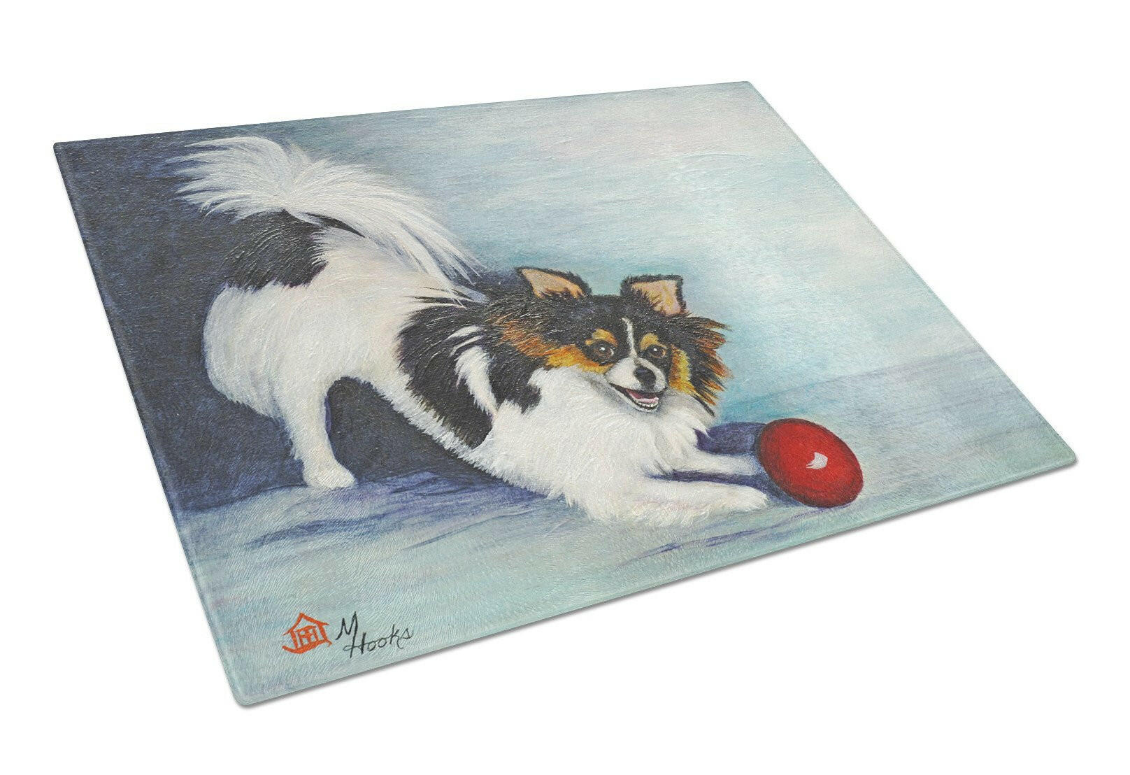 Papillon Play Ball Cutting Board Tempered Glass Kitchen Cutting Surface, Heat Resistant Chopping, Non-Slip Feet, Food Prep & Serving