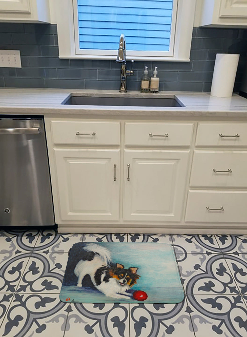 Papillon Play Ball Memory Foam Kitchen Mat Machine Washable Anti-Fatigue Cushion Comfort Bath or Kitchen Rug