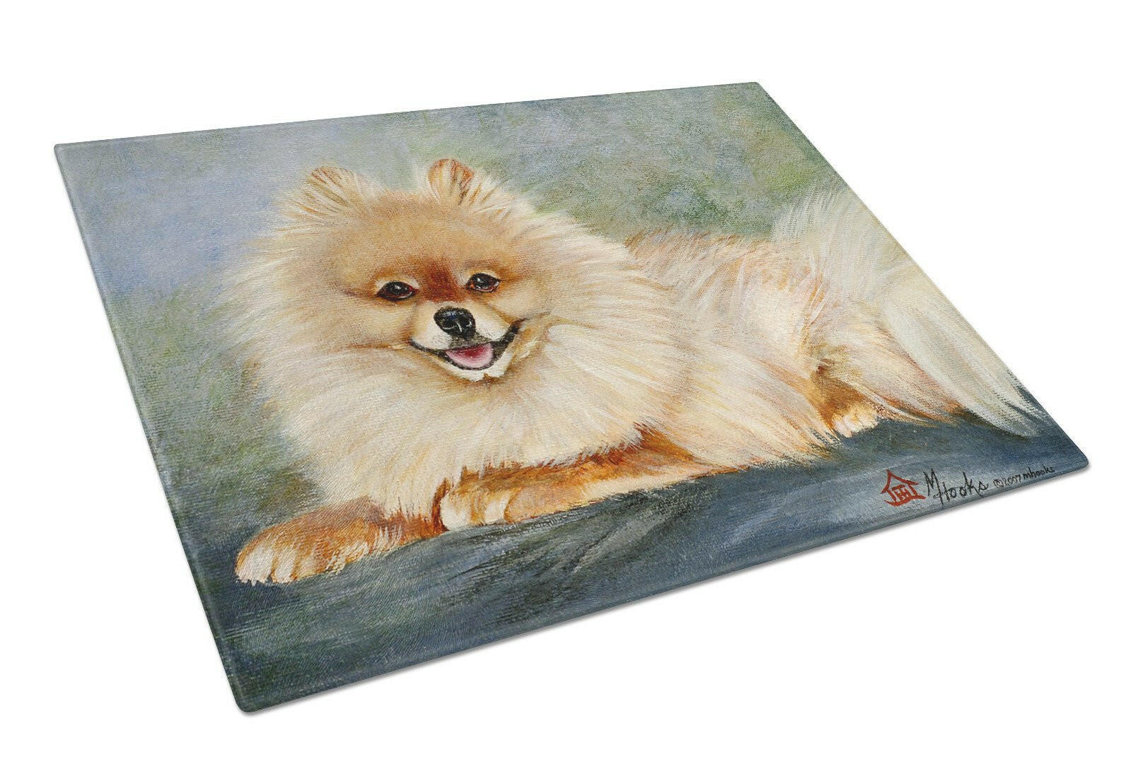 Pomeranian Full Body Cutting Board Tempered Glass Kitchen Cutting Surface, Heat Resistant Chopping, Non-Slip Feet, Food Prep & Serving