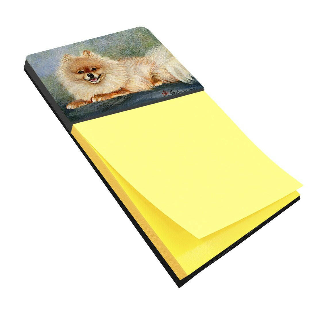 Pomeranian Full Body Watercolor Sticky Note Holder Refillable Dispenser Desk Accessory 3x3 Pad Gift
