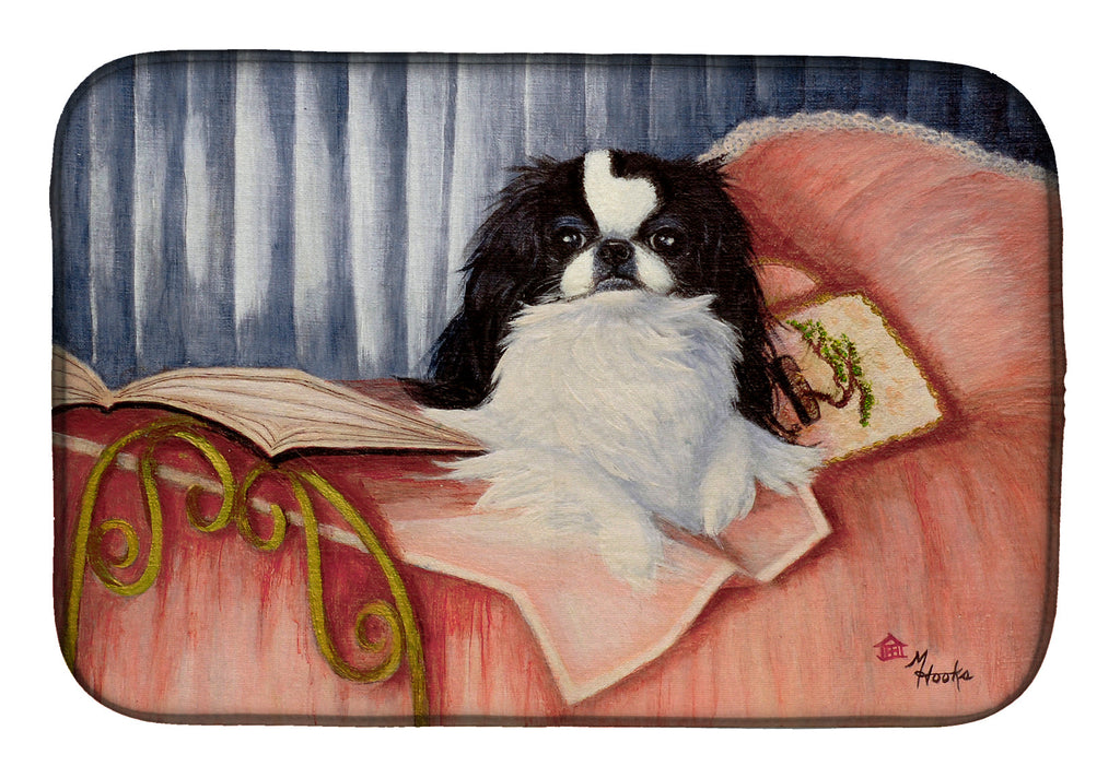 Japanese Chin Reading in Bed Dish Drying Mat Absorbent Dish Drying Mat Pad for Kitchen Counter Dish Drainer Mat for Countertop, 14 x 21", Multicolor