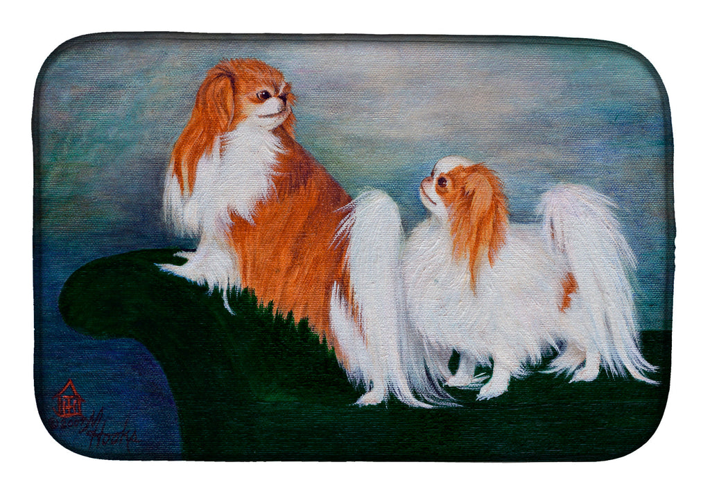 Japanese Chin Standing on my tail Dish Drying Mat Absorbent Dish Drying Mat Pad for Kitchen Counter Dish Drainer Mat for Countertop, 14 x 21", Multicolor