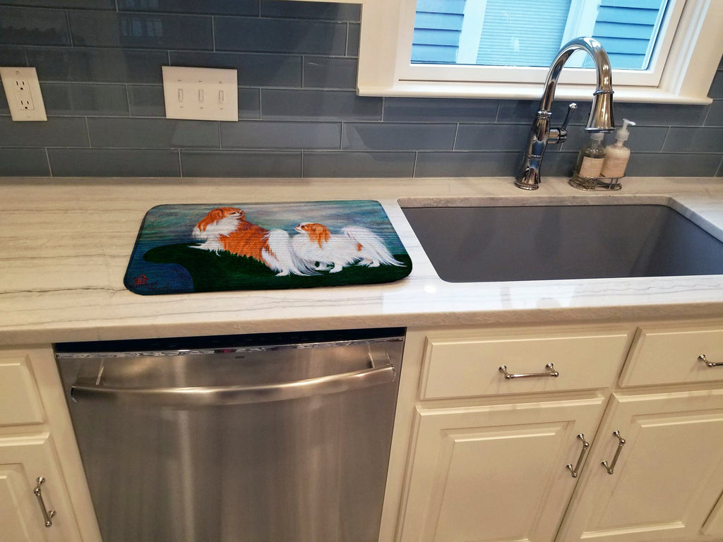 Japanese Chin Standing on my tail Dish Drying Mat Absorbent Dish Drying Mat Pad for Kitchen Counter Dish Drainer Mat for Countertop, 14 x 21", Multicolor