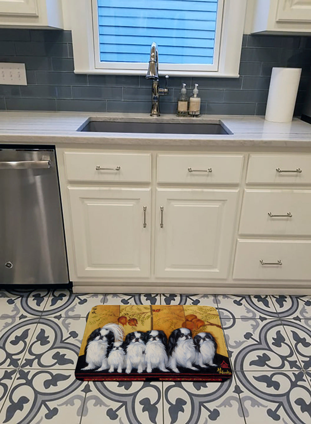 Japanese Chin Tea House Memory Foam Kitchen Mat Machine Washable Anti-Fatigue Cushion Comfort Bath or Kitchen Rug
