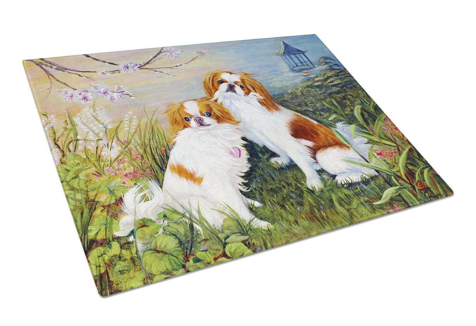 Japanese Chin Wasabi and Ginger Cutting Board Tempered Glass Kitchen Cutting Surface, Heat Resistant Chopping, Non-Slip Feet, Food Prep & Serving
