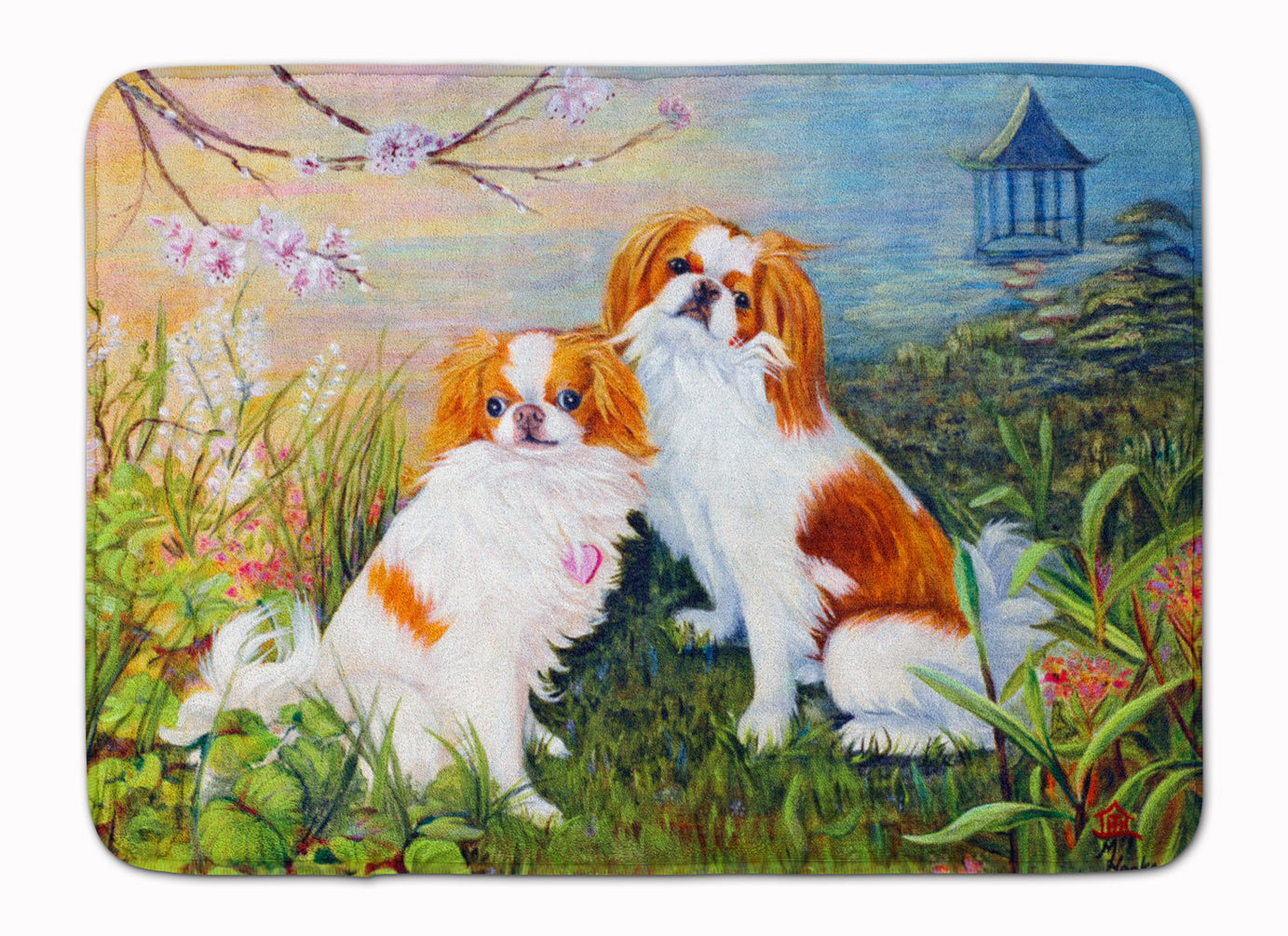 Japanese Chin Wasabi and Ginger Memory Foam Kitchen Mat Machine Washable Anti-Fatigue Cushion Comfort Bath or Kitchen Rug