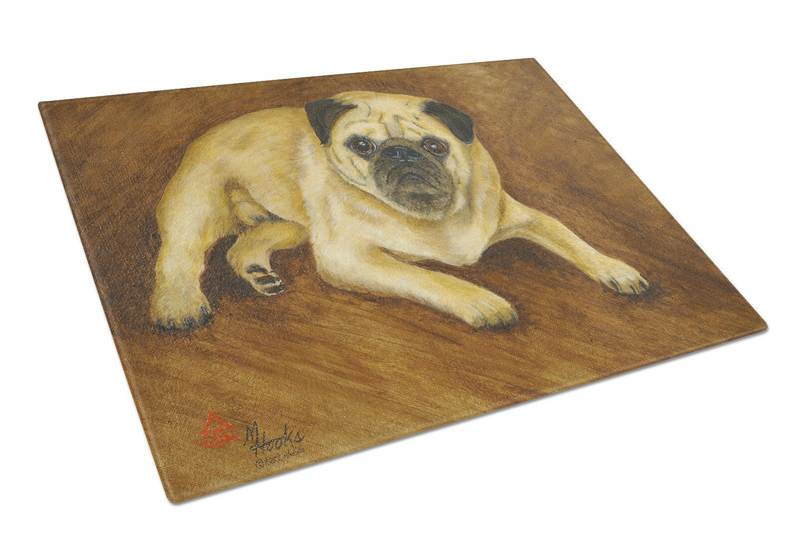 Fawn Pug Roscoe Cutting Board Tempered Glass Kitchen Cutting Surface, Heat Resistant Chopping, Non-Slip Feet, Food Prep & Serving