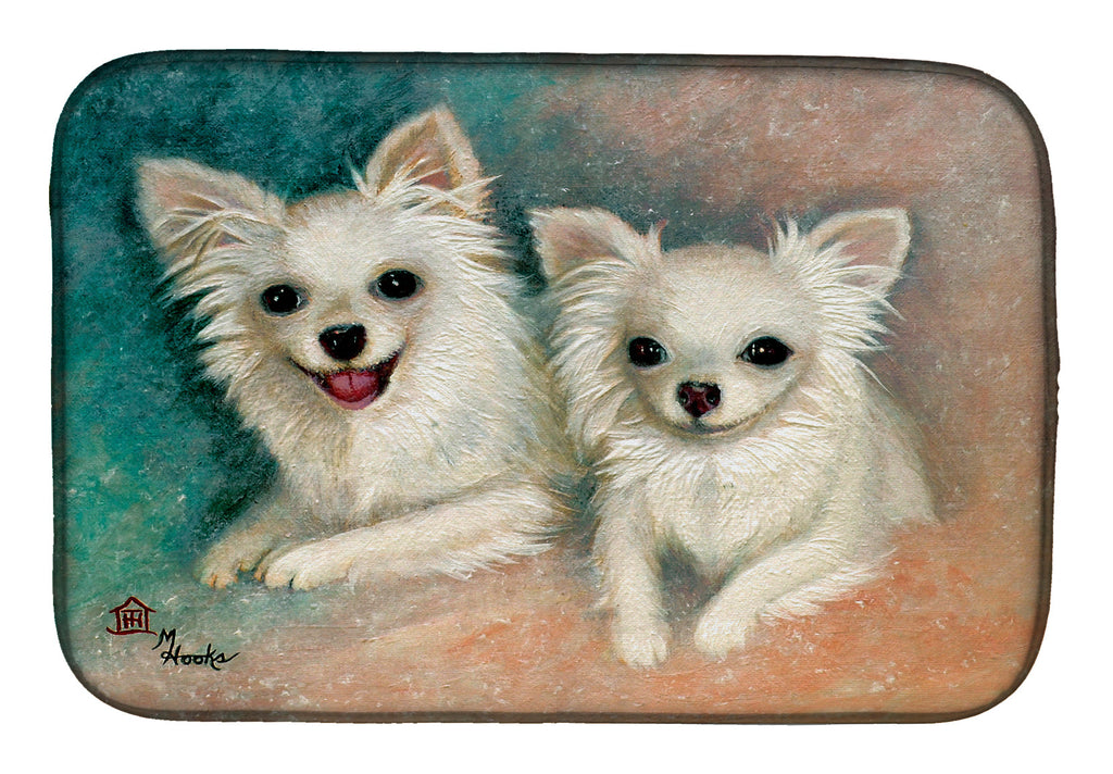 Chihuahua The Siblings Dish Drying Mat Absorbent Dish Drying Mat Pad for Kitchen Counter Dish Drainer Mat for Countertop, 14 x 21", Multicolor