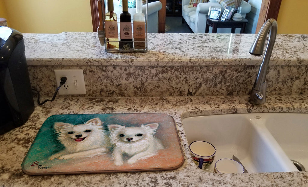 Chihuahua The Siblings Dish Drying Mat Absorbent Dish Drying Mat Pad for Kitchen Counter Dish Drainer Mat for Countertop, 14 x 21", Multicolor