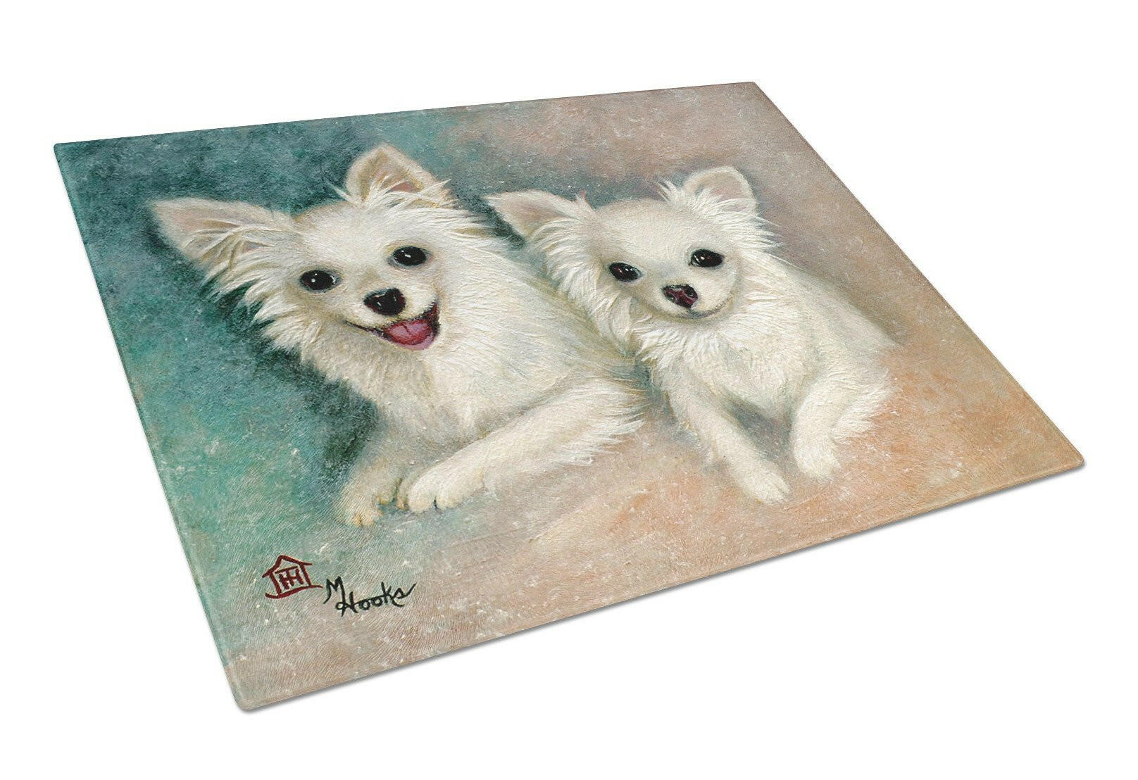 Chihuahua The Siblings Cutting Board Tempered Glass Kitchen Cutting Surface, Heat Resistant Chopping, Non-Slip Feet, Food Prep & Serving