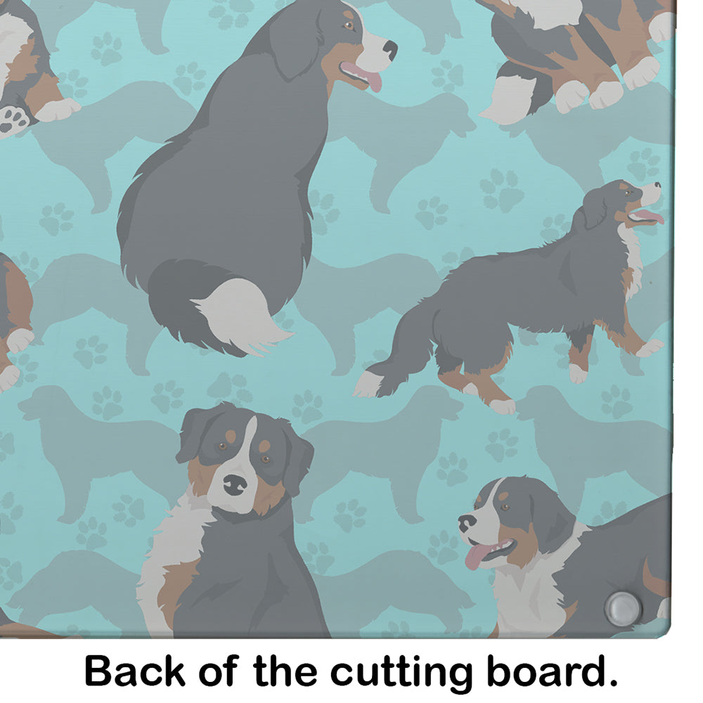 Bernese Mountain Dog Cutting Board Tempered Glass Kitchen Cutting Surface, Heat Resistant Chopping, Non-Slip Feet, Food Prep & Serving