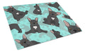 Black French Bulldog Cutting Board Tempered Glass Kitchen Cutting Surface, Heat Resistant Chopping, Non-Slip Feet, Food Prep & Serving