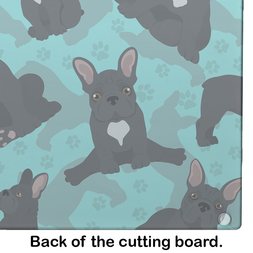 Black French Bulldog Cutting Board Tempered Glass Kitchen Cutting Surface, Heat Resistant Chopping, Non-Slip Feet, Food Prep & Serving