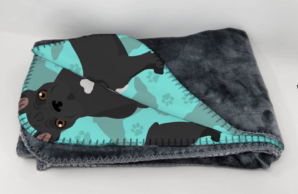 Black French Bulldog Soft Travel Blanket with Bag Airplane Blanket, Indoor Outdoor Camping Blanket for Traveling, Picnics, Beach Trips, Concerts