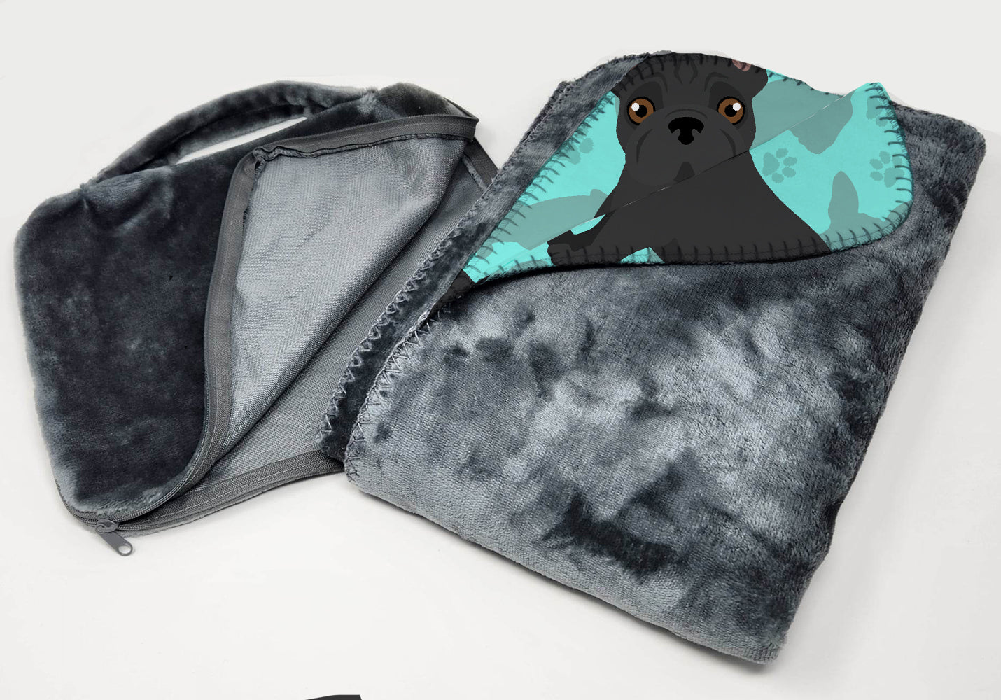 Black French Bulldog Soft Travel Blanket with Bag Airplane Blanket, Indoor Outdoor Camping Blanket for Traveling, Picnics, Beach Trips, Concerts