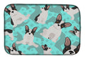 Black and White French Bulldog Dish Drying Mat Absorbent Dish Drying Mat Pad for Kitchen Counter Dish Drainer Mat for Countertop, 14 x 21", Multicolor