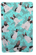 Black and White French Bulldog Soft Travel Blanket with Bag Airplane Blanket, Indoor Outdoor Camping Blanket for Traveling, Picnics, Beach Trips, Concerts