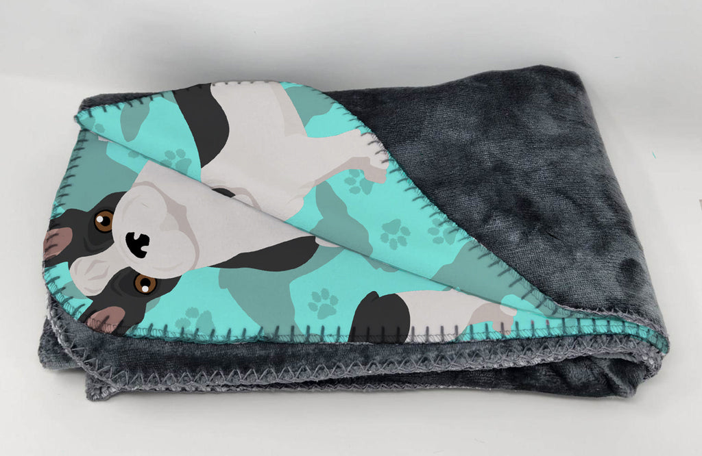 Black and White French Bulldog Soft Travel Blanket with Bag Airplane Blanket, Indoor Outdoor Camping Blanket for Traveling, Picnics, Beach Trips, Concerts