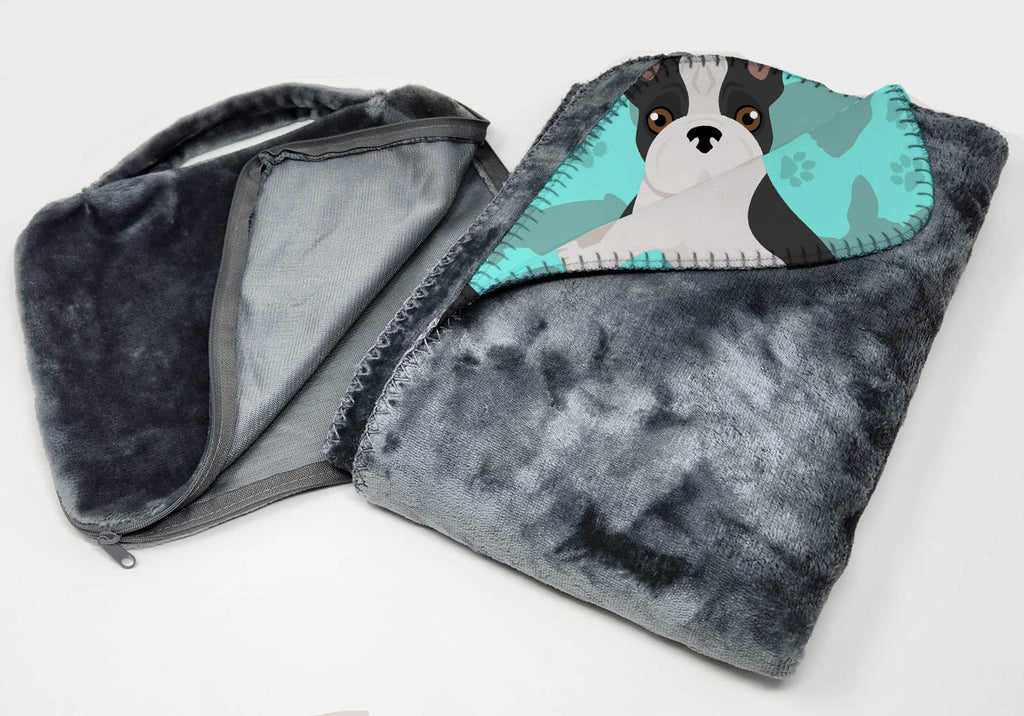 Black and White French Bulldog Soft Travel Blanket with Bag Airplane Blanket, Indoor Outdoor Camping Blanket for Traveling, Picnics, Beach Trips, Concerts