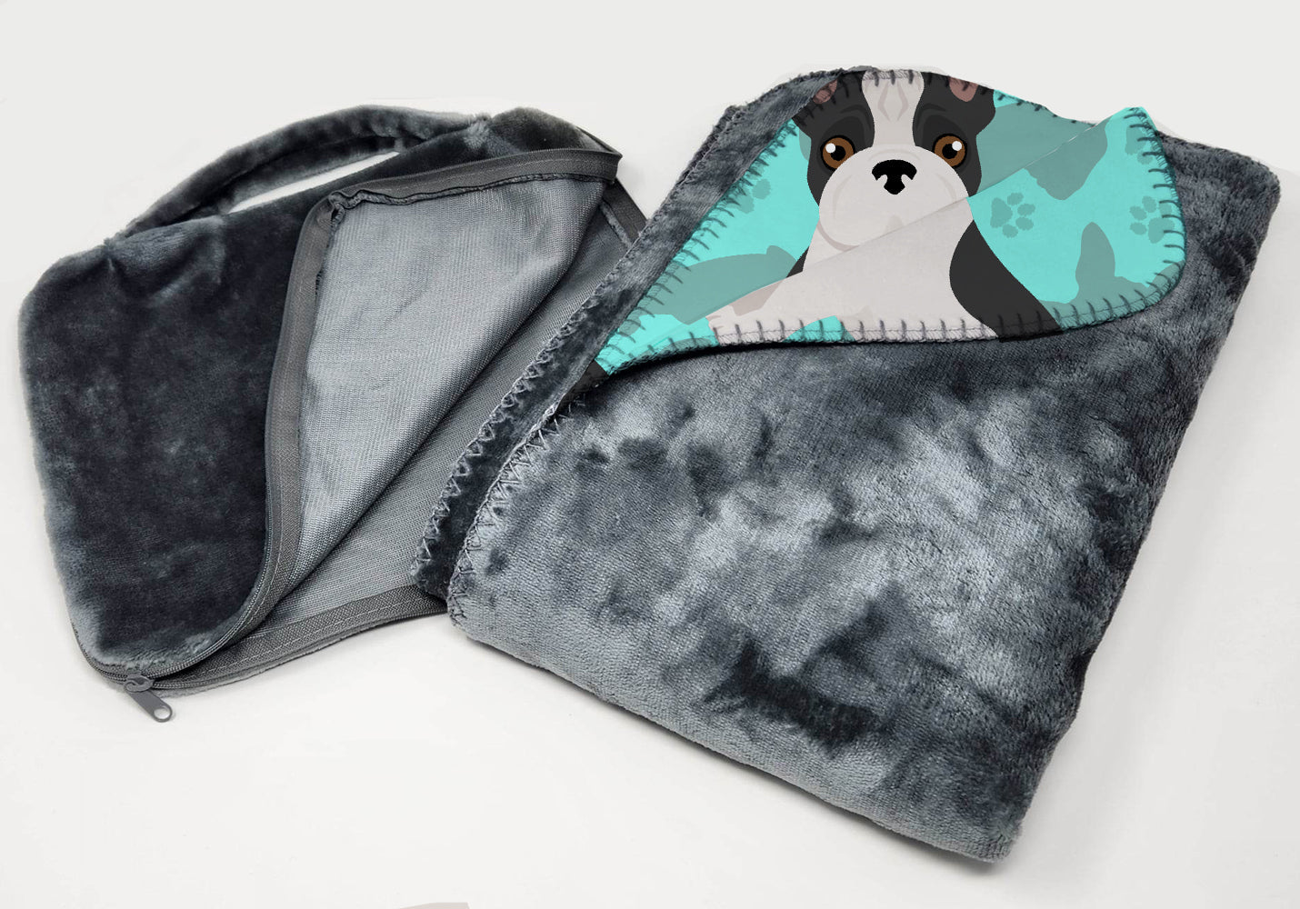 Black and White French Bulldog Soft Travel Blanket with Bag Airplane Blanket, Indoor Outdoor Camping Blanket for Traveling, Picnics, Beach Trips, Concerts