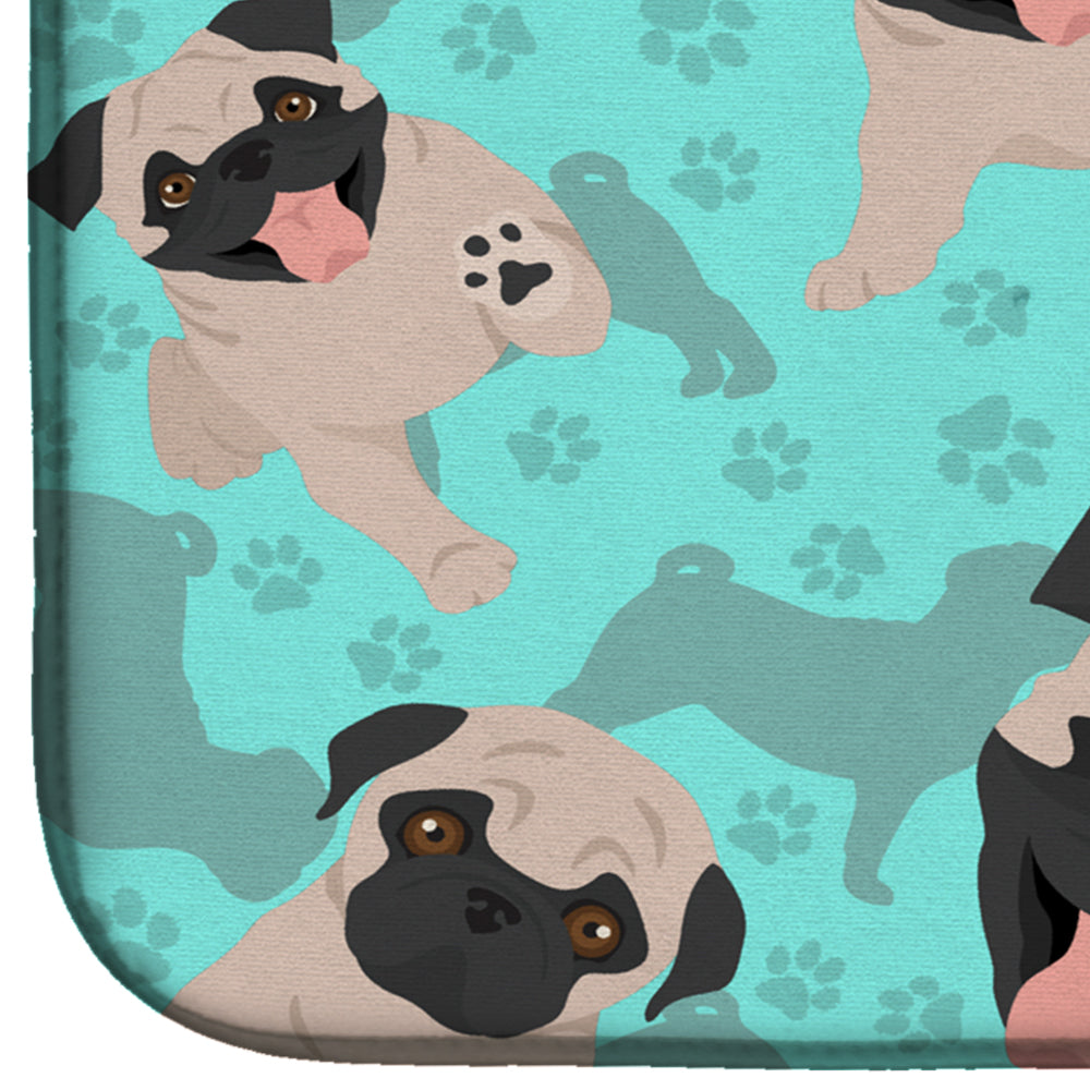 Fawn Pug Dish Drying Mat Absorbent Dish Drying Mat Pad for Kitchen Counter Dish Drainer Mat for Countertop, 14 x 21", Multicolor