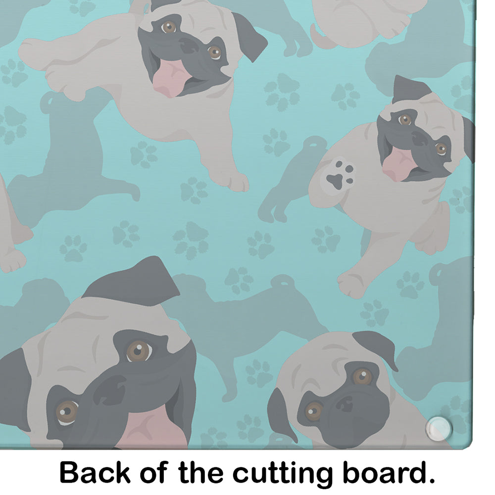 Fawn Pug Cutting Board Tempered Glass Kitchen Cutting Surface, Heat Resistant Chopping, Non-Slip Feet, Food Prep & Serving