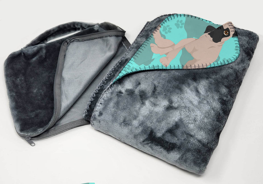 Fawn Pug Soft Travel Blanket with Bag Airplane Blanket, Indoor Outdoor Camping Blanket for Traveling, Picnics, Beach Trips, Concerts