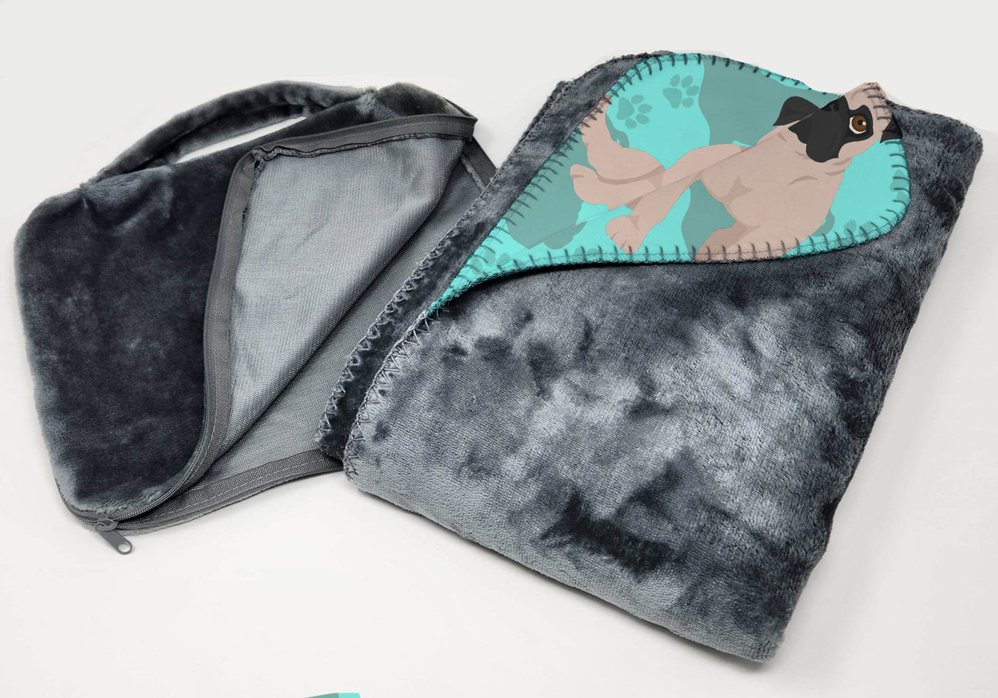 Fawn Pug Soft Travel Blanket with Bag Airplane Blanket, Indoor Outdoor Camping Blanket for Traveling, Picnics, Beach Trips, Concerts