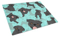 Black Pug Cutting Board Tempered Glass Kitchen Cutting Surface, Heat Resistant Chopping, Non-Slip Feet, Food Prep & Serving