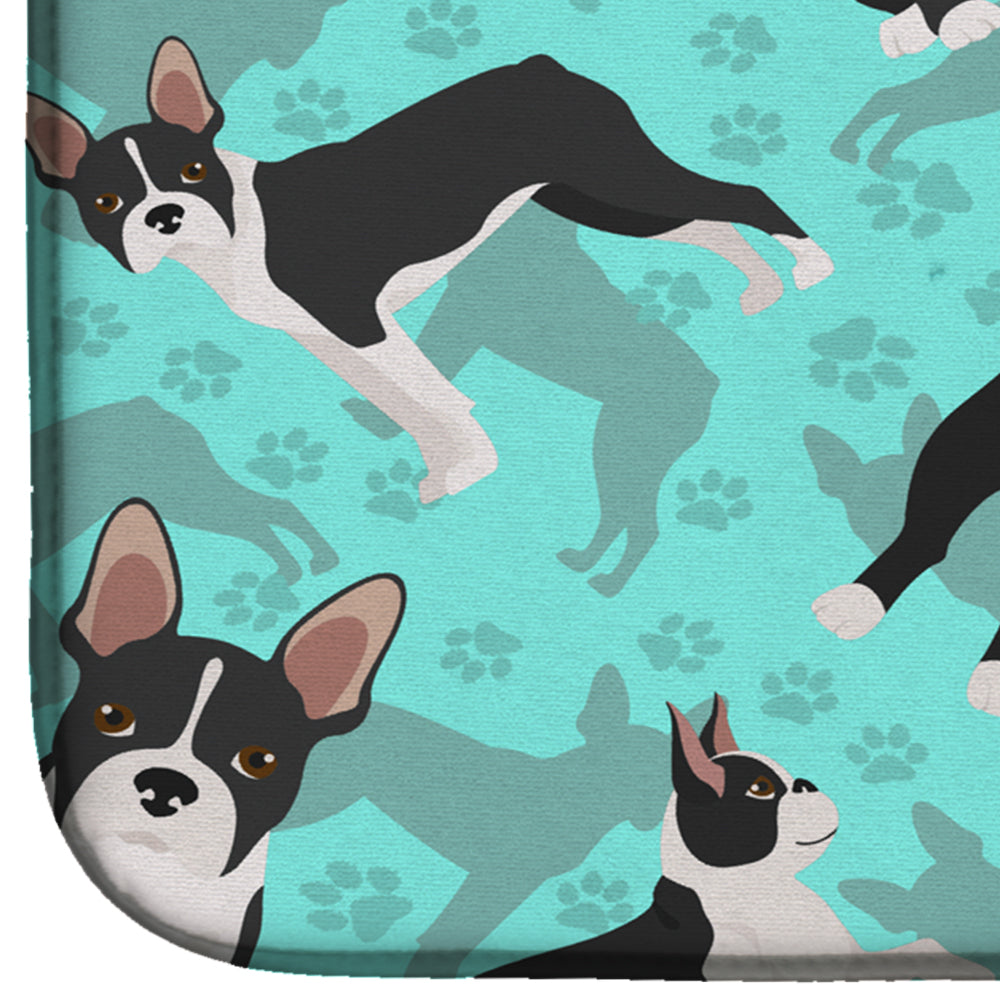Boston Terrier Dish Drying Mat Absorbent Dish Drying Mat Pad for Kitchen Counter Dish Drainer Mat for Countertop, 14 x 21", Multicolor