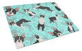 Boston Terrier Cutting Board Tempered Glass Kitchen Cutting Surface, Heat Resistant Chopping, Non-Slip Feet, Food Prep & Serving