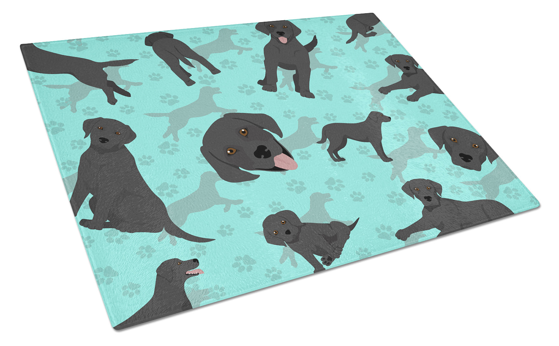 Black Labrador Retriever Cutting Board Tempered Glass Kitchen Cutting Surface, Heat Resistant Chopping, Non-Slip Feet, Food Prep & Serving