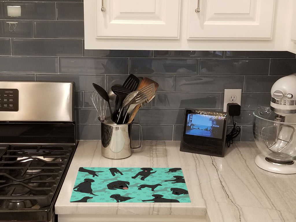 Black Labrador Retriever Cutting Board Tempered Glass Kitchen Cutting Surface, Heat Resistant Chopping, Non-Slip Feet, Food Prep & Serving