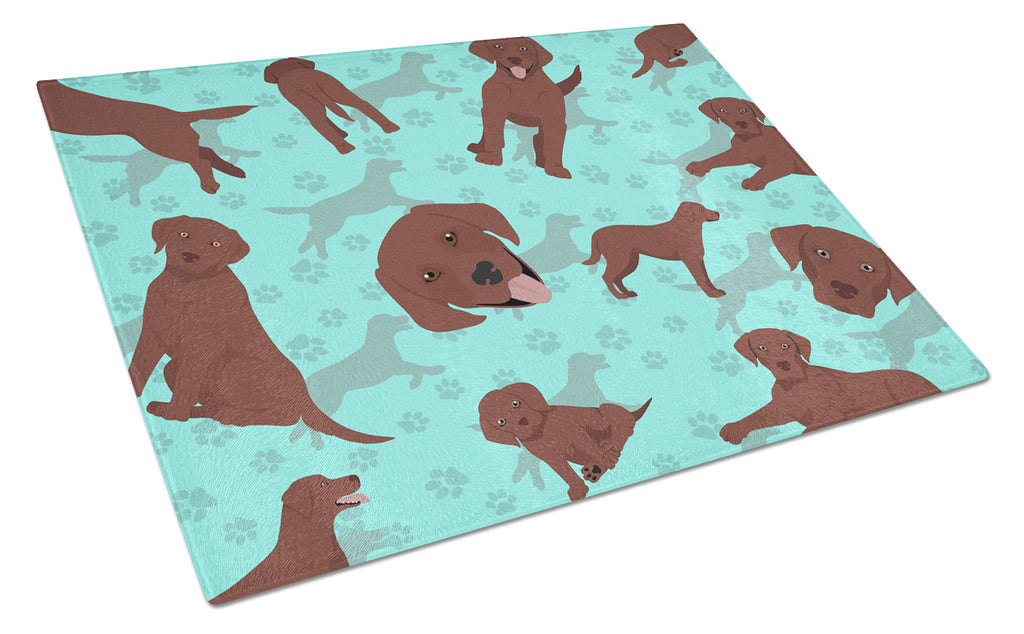Chocolate Labrador Retriever Cutting Board Tempered Glass Kitchen Cutting Surface, Heat Resistant Chopping, Non-Slip Feet, Food Prep & Serving