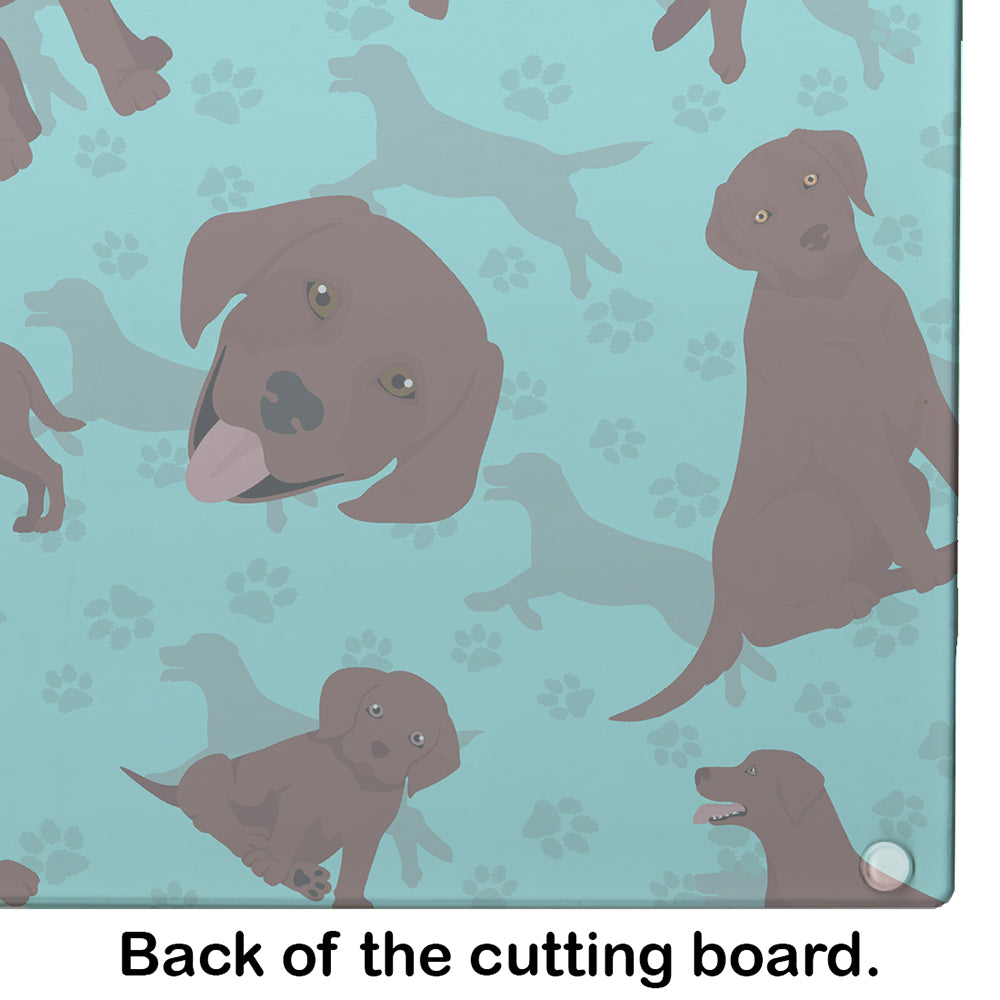Chocolate Labrador Retriever Cutting Board Tempered Glass Kitchen Cutting Surface, Heat Resistant Chopping, Non-Slip Feet, Food Prep & Serving